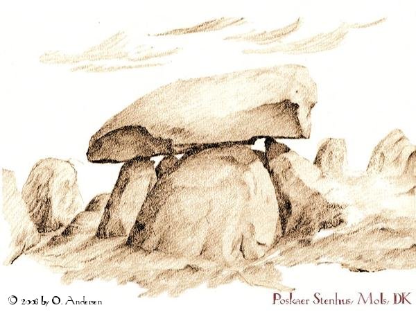 Poskaer Stenhus sepia drawing
